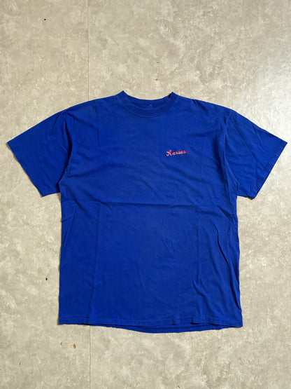 90s Vintage Kansas Jayhawks Embroidered Minimal Blue T-Shirt -XL