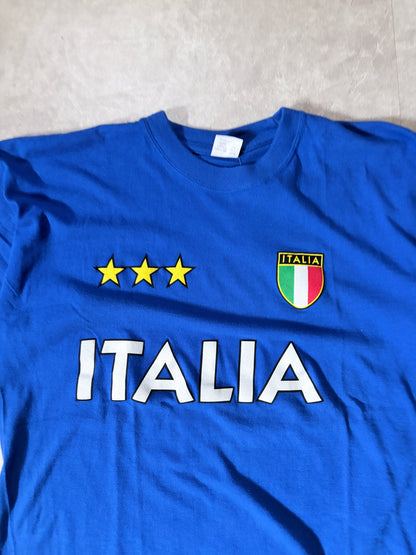 90s Vintage Italy Soccer Blue T Shirt -XL