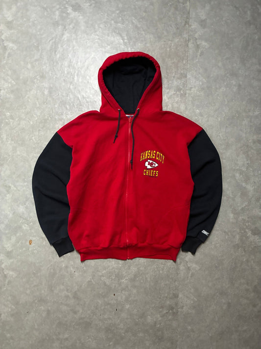 90s Vintage Kansas City Chiefs Black Sleeves Red Hoodie -XL - XL | Martin City Vintage