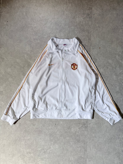 90s Vintage Manchester United Nike Bootleg White Track Jacket -XL