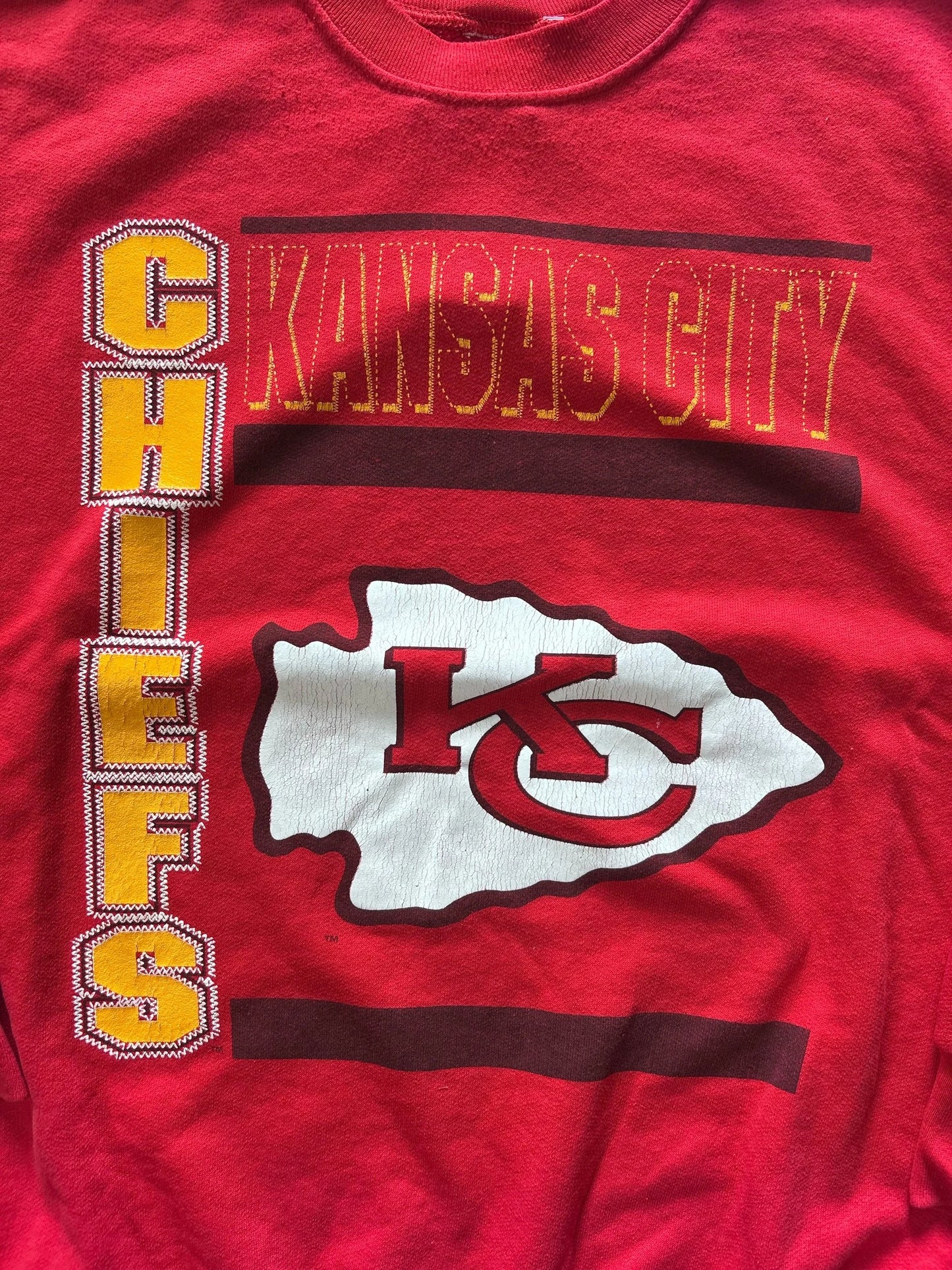90s Vintage Kansas City Chiefs Red Crewneck Size L - | Martin City Vintage