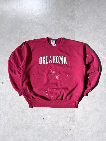 2000s Vintage Oklahoma Sooners Distressed Red Crewneck -XL