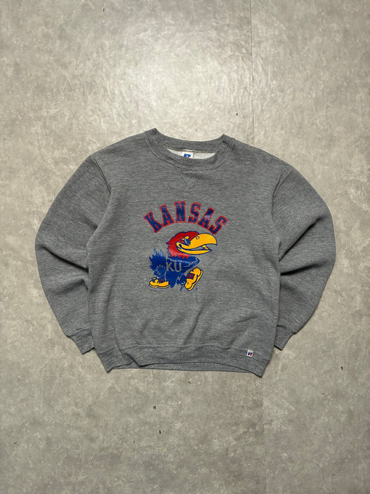 90s Vintage Kansas Jayhawks Russell Grey Crewneck -M - M | Martin City Vintage