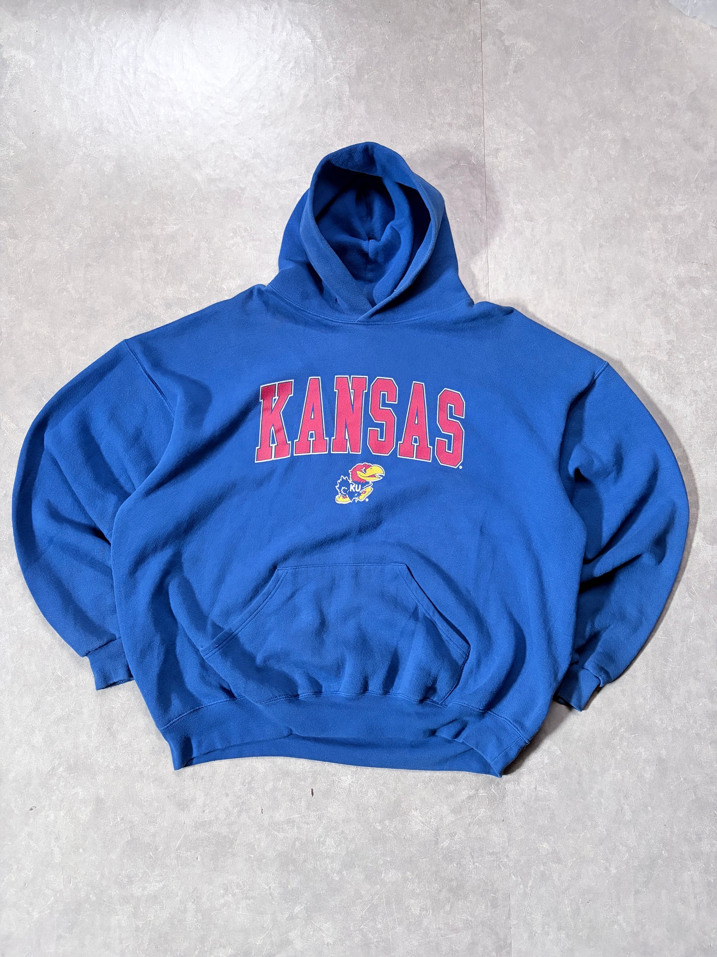 90s Vintage Kansas Jayhawks Blue Hoodie -XXL