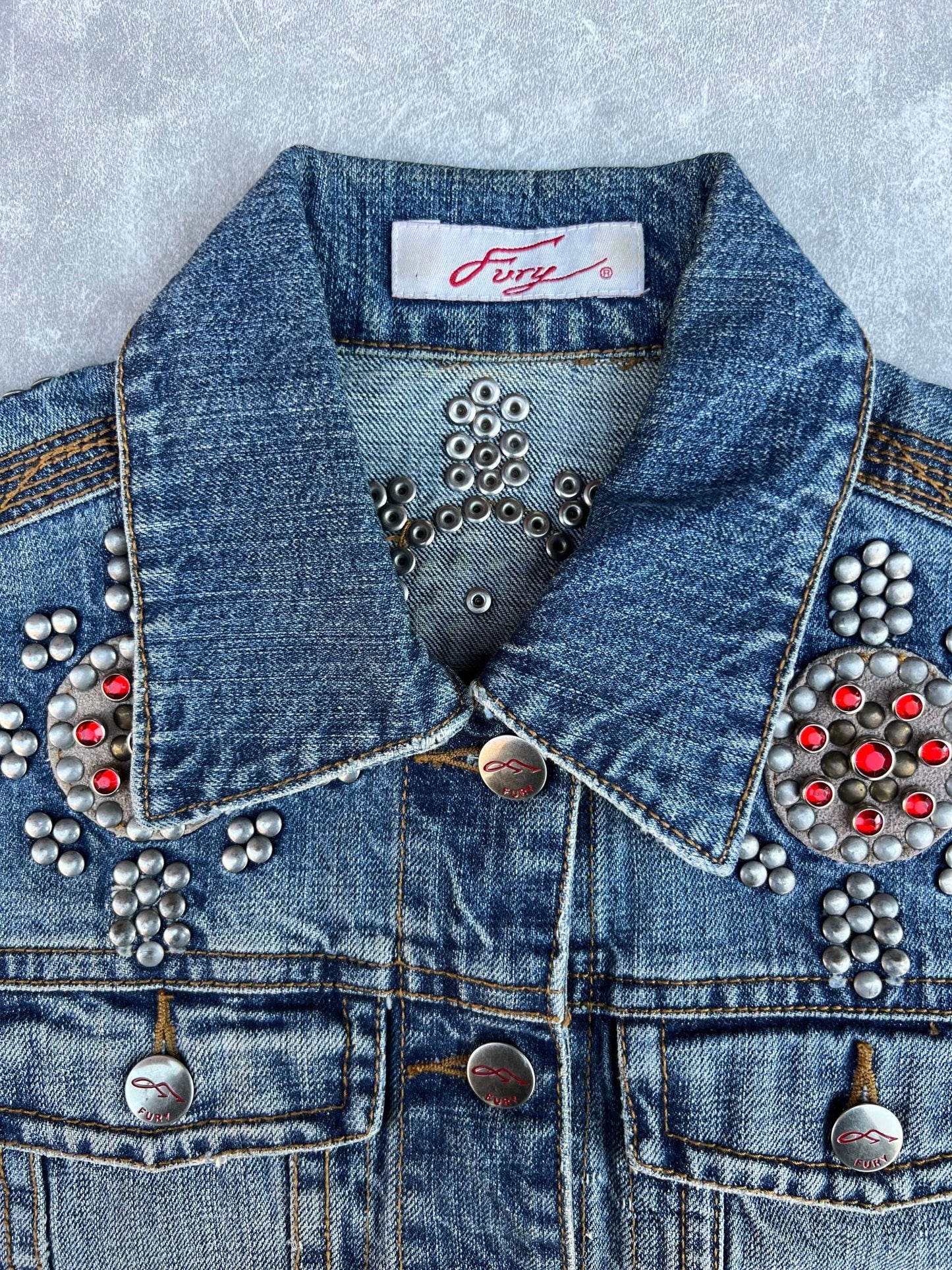90s Vintage Denim Embellished Jacket - S - S | Martin City Vintage