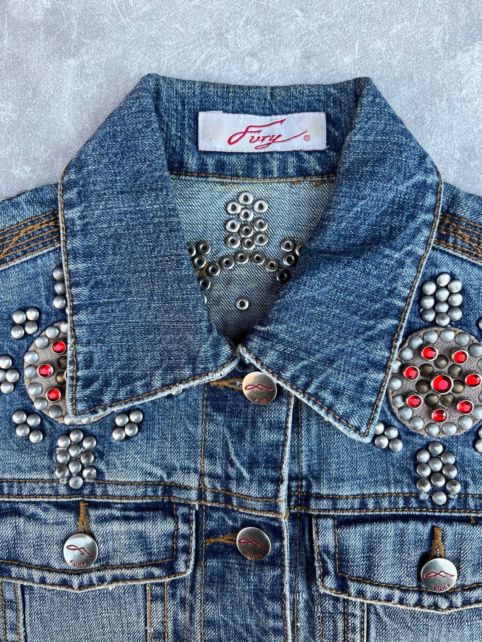 90s Vintage Denim Embellished Jacket - S - S | Martin City Vintage