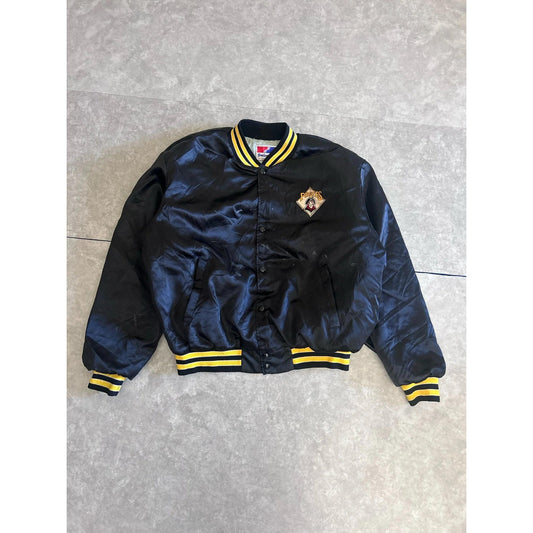 90s Vintage Pittsburgh Pirates Distressed Satin Black Jacket Size XL - | Martin City Vintage