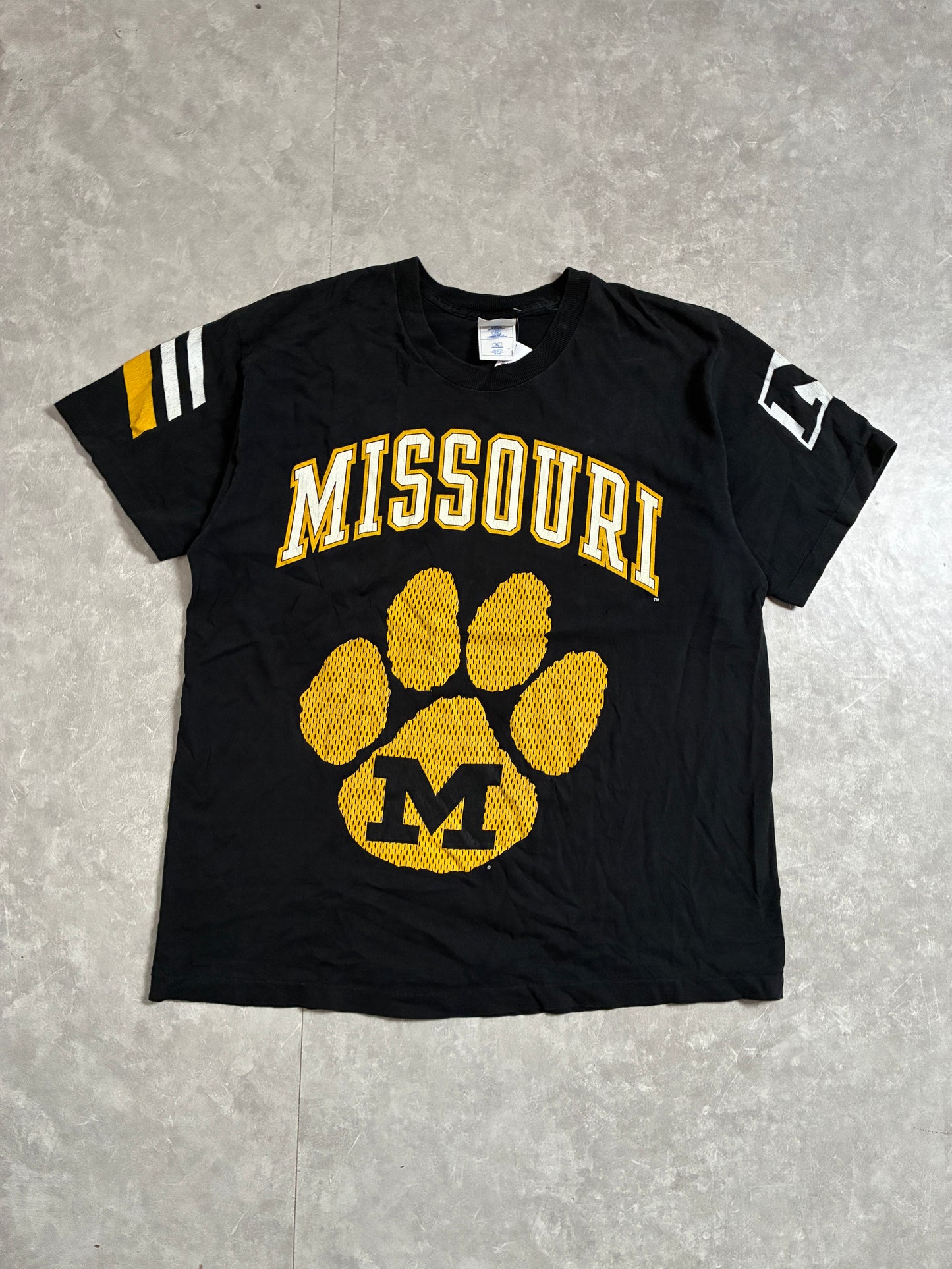 90s Vintage Missouri Tigers Pro Player Big Print Black T-Shirt -XL