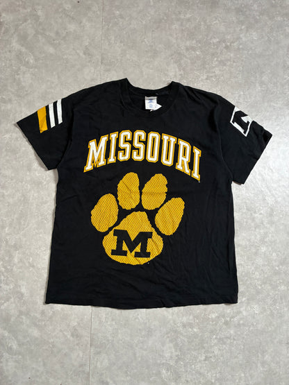 90s Vintage Missouri Tigers Pro Player Big Print Black T-Shirt -XL