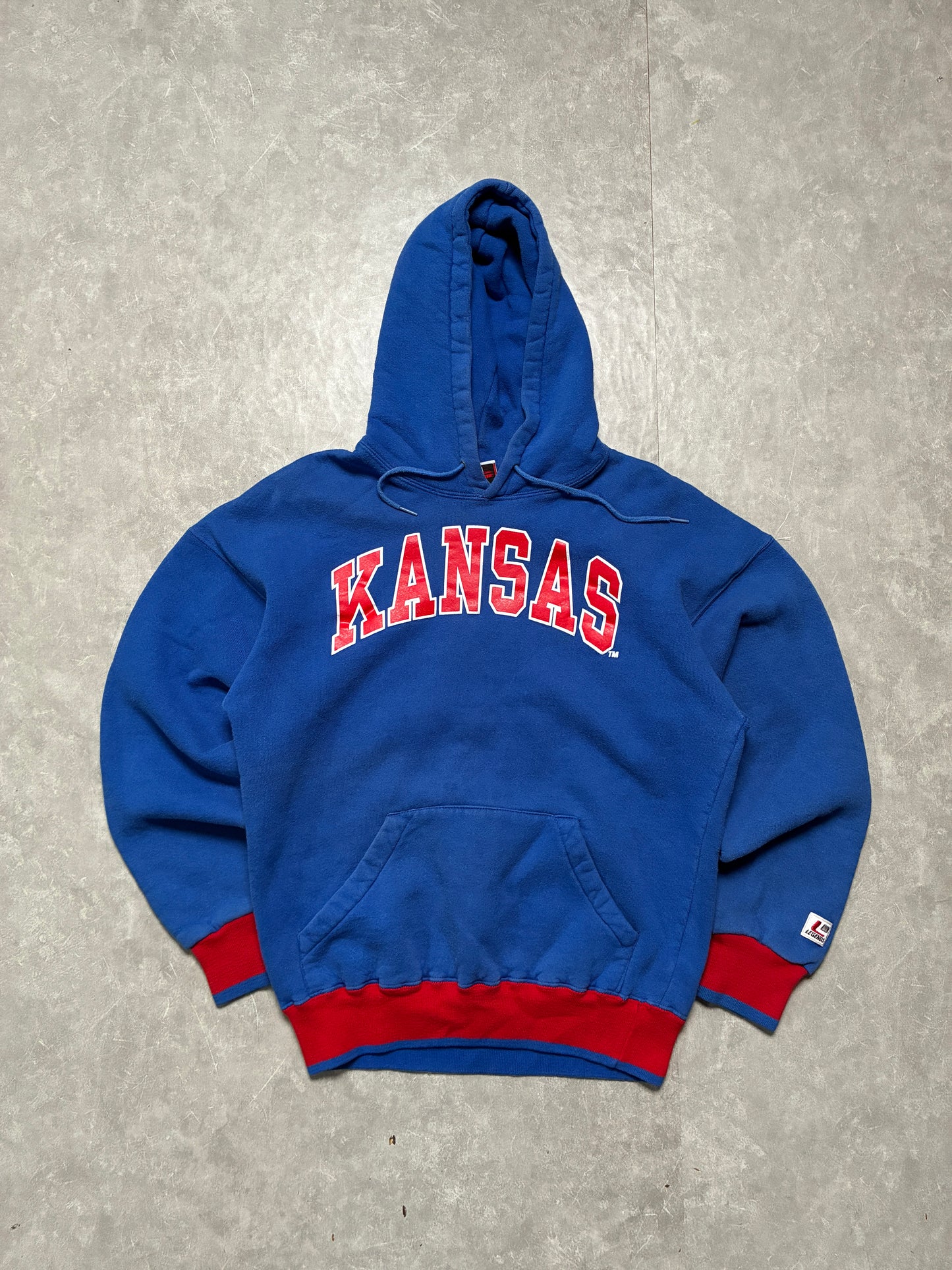 90s Vintage Kansas Jayhawks Legends Blue Hoodie -M