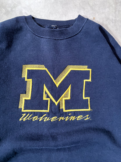 90s Vintage Michigan Wolverines Embroidered Navy Crewneck -XL