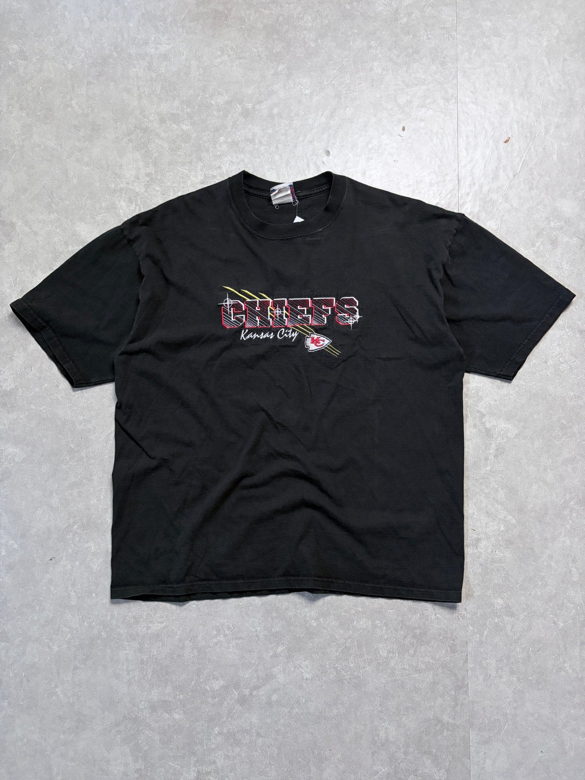 90s Vintage Kansas City Chiefs Embroidered Black T-Shirt -L - L | Martin City Vintage