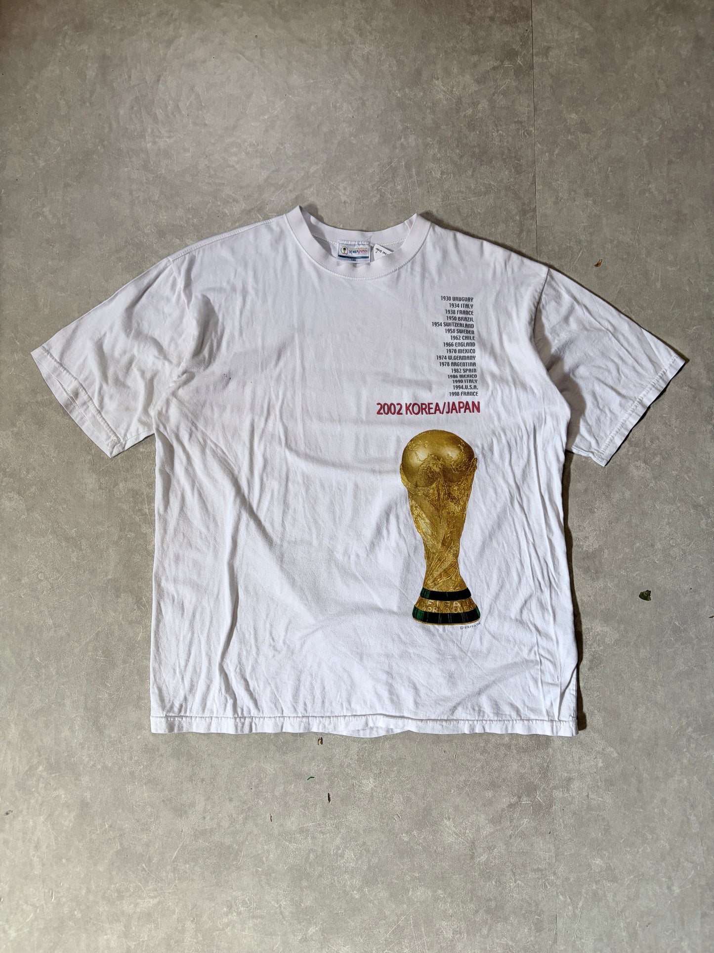2002 Vintage FIFA World Cup Korea/Japan White T Shirt -L