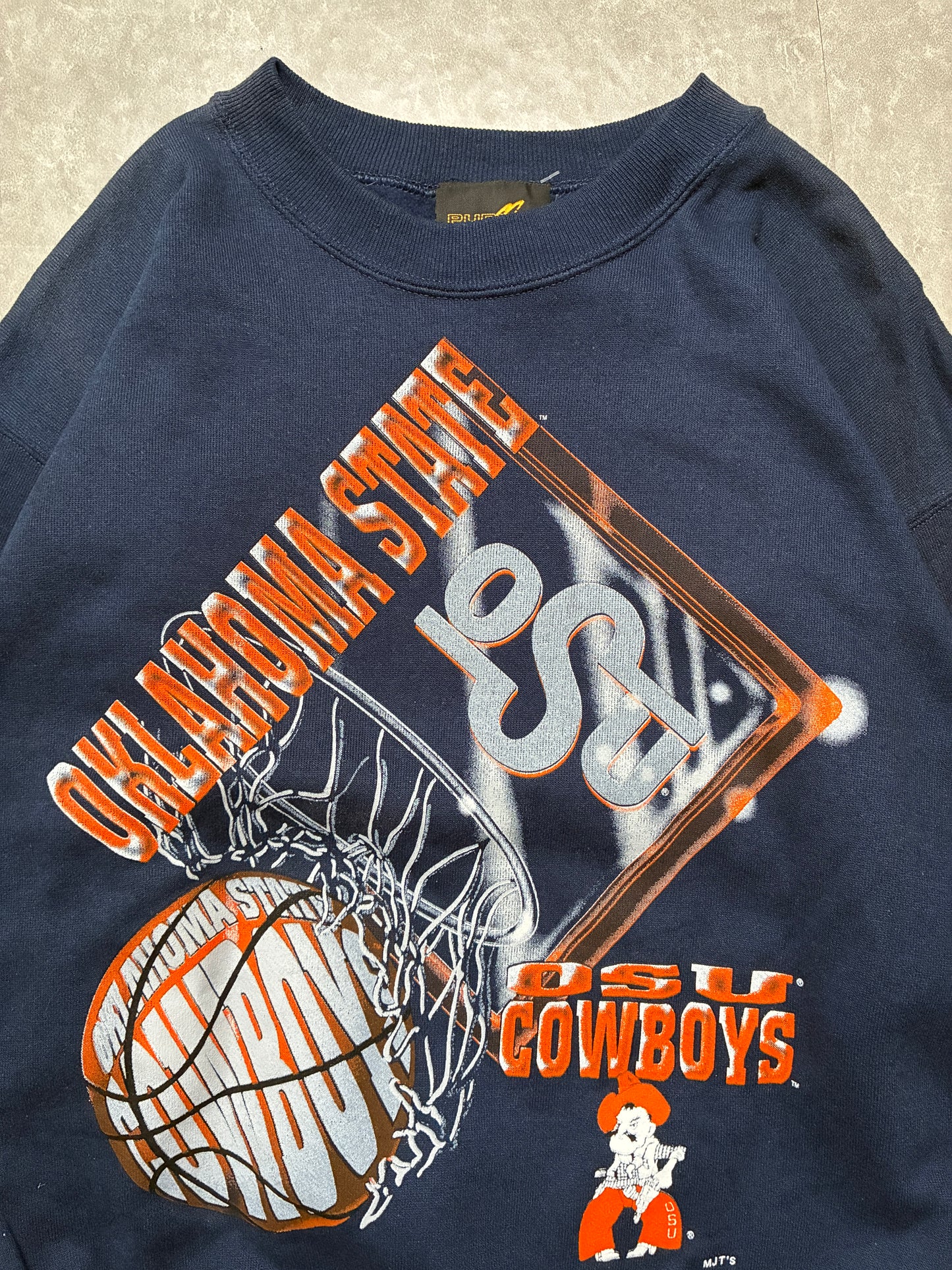 90s Vintage Oklahoma State Cowboys Basketball Magic Johnson Tee's Navy Crewneck -M