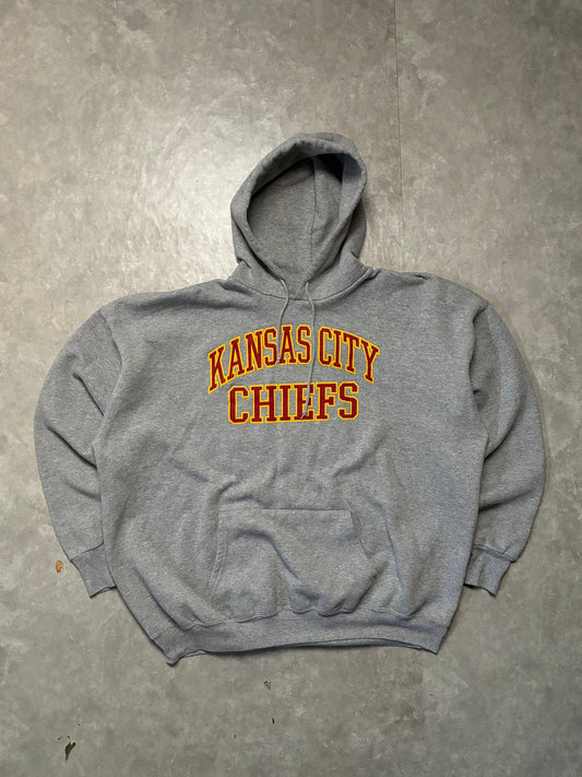 90s Vintage Kansas City Chiefs Grey Hoodie -XL - XL | Martin City Vintage