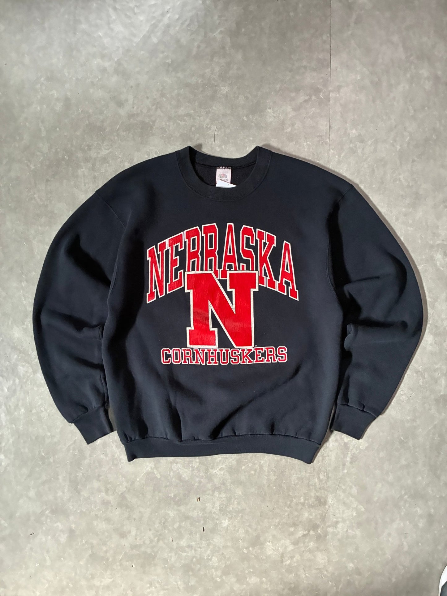 90s Vintage Nebraska Cornhusker Black Crewneck -XL - XL | Martin City Vintage