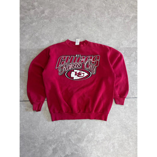 90s Vintage Kansas City Chiefs Logo7 Red Crewneck Size L - | Martin City Vintage