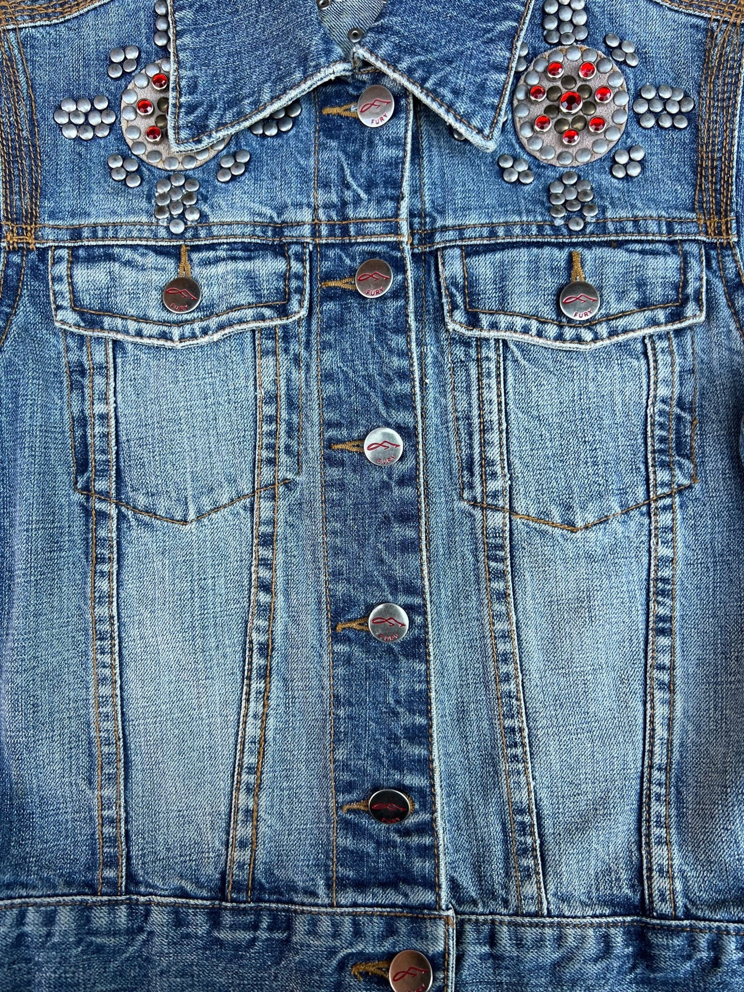 90s Vintage Denim Embellished Jacket - S - S | Martin City Vintage