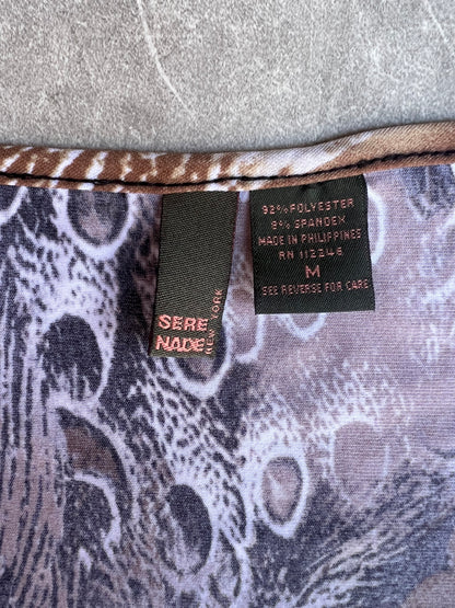 2000s Vintage Printed Buckle Multicolor Top -M