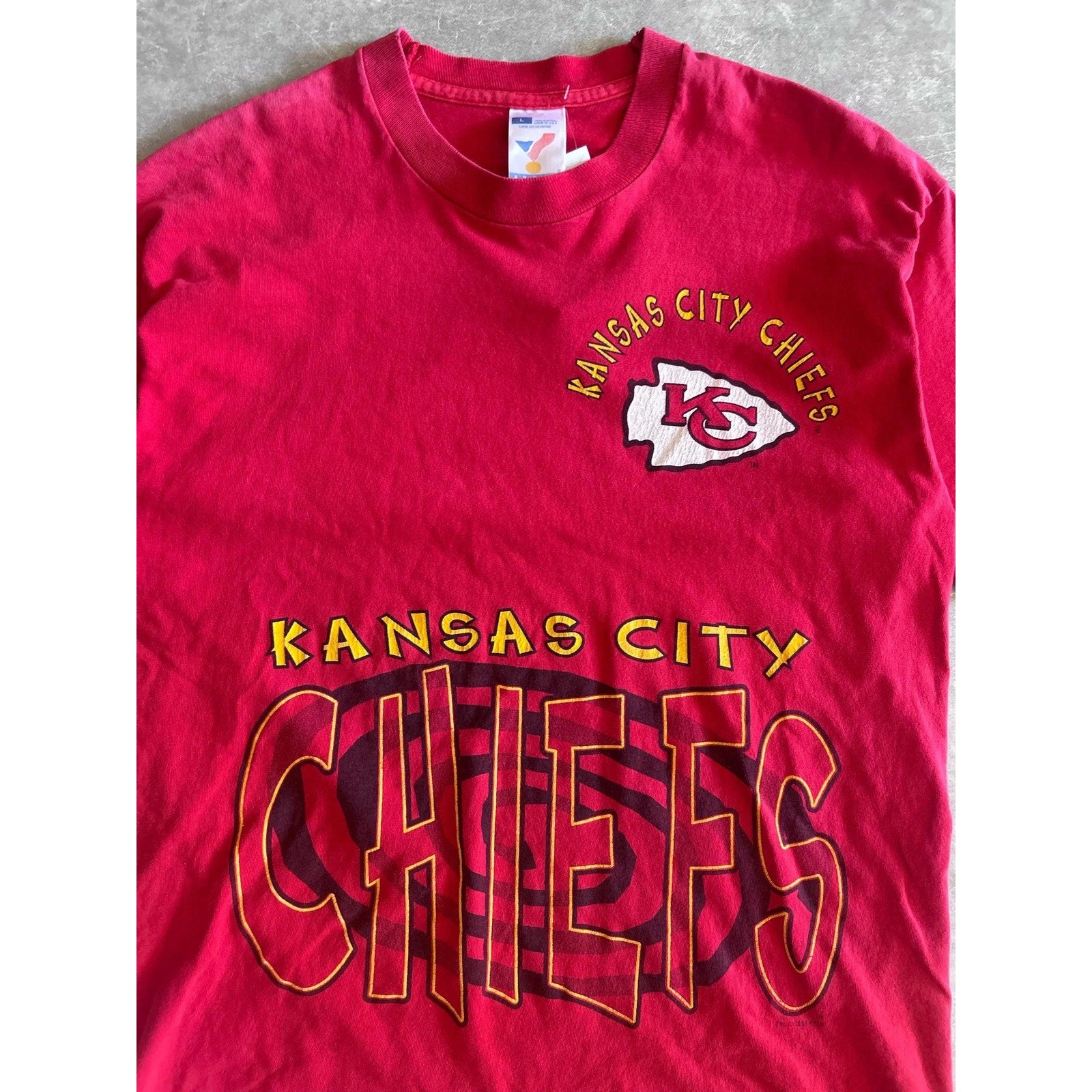 90s Vintage Kansas City Chiefs Hypnosis Red T Shirt Size L - | Martin City Vintage