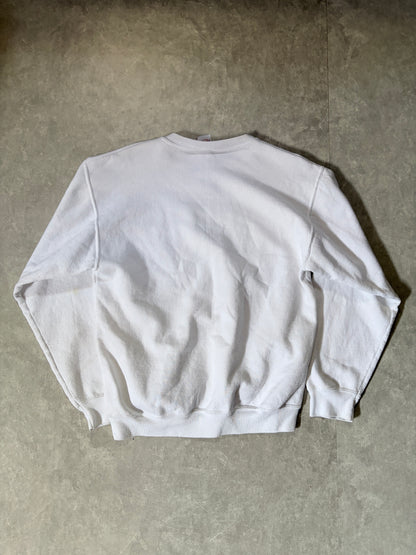 90s Vintage Soccer Art White Crewneck -M