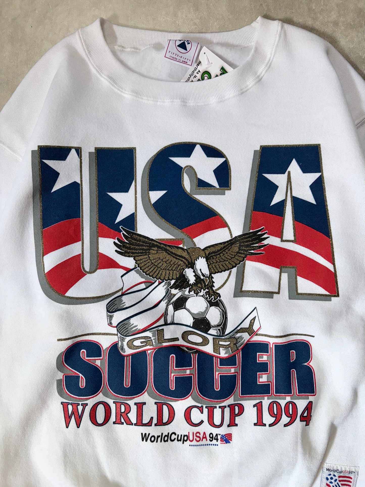 1994 Vintage FIFA World Cup USA Deadstock White Crewneck -M
