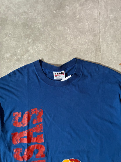 90s Vintage Kansas Jayhawks Big Print Blue T-Shirt -XXL