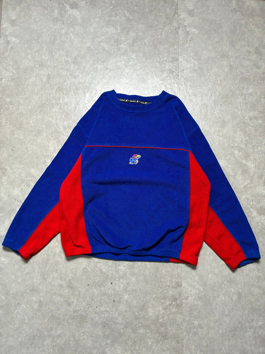 2000s Vintage Kansas Jayhawks Starter Blue Fleece Pullover -XXL - XXL | Martin City Vintage