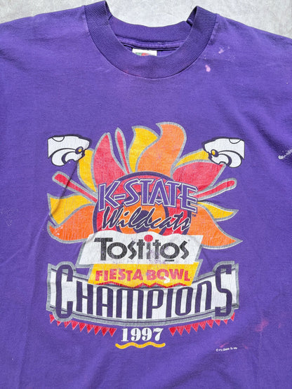 1997 Vintage Kansas State Distressed Tostitos Bowl Purple T-Shirt -L - L | Martin City Vintage