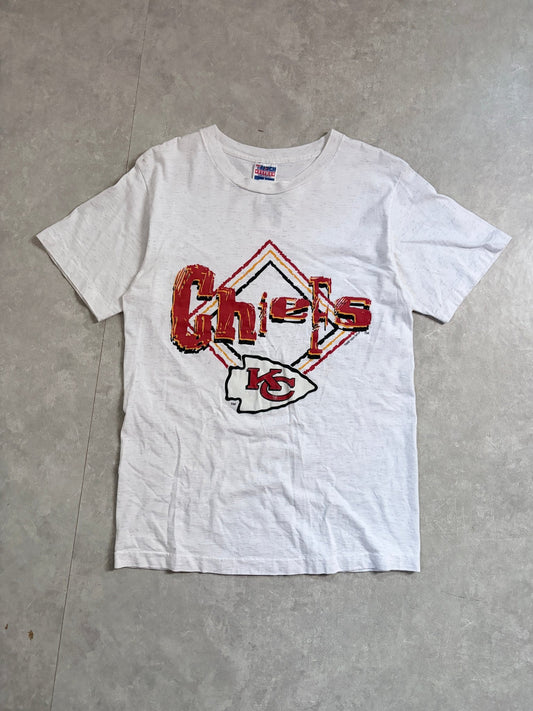 90s Vintage Kansas City Chiefs Graffiti Print White T-Shirt -L - L | Martin City Vintage