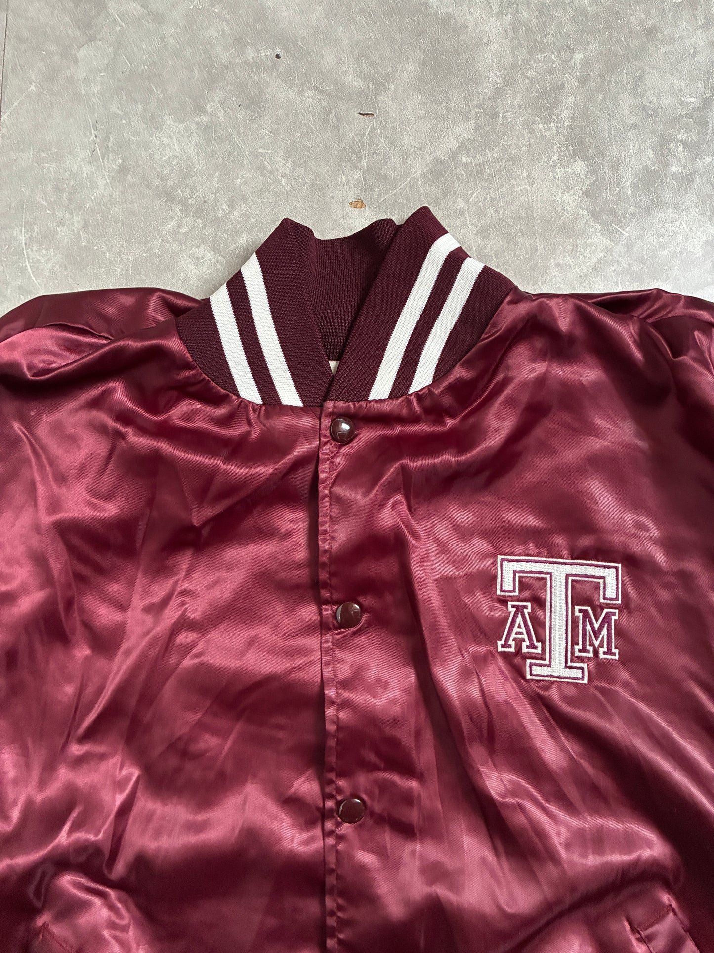 90s Vintage Texas A&M Maroon Red Satin Jacket -L