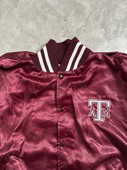 90s Vintage Texas A&M Maroon Red Satin Jacket -L