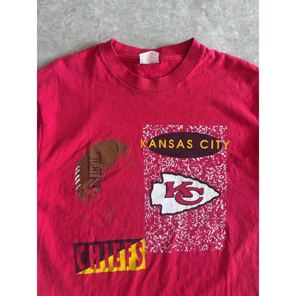 90s Vintage Kansas City Chiefs Abstract Red T Shirt Size L - | Martin City Vintage