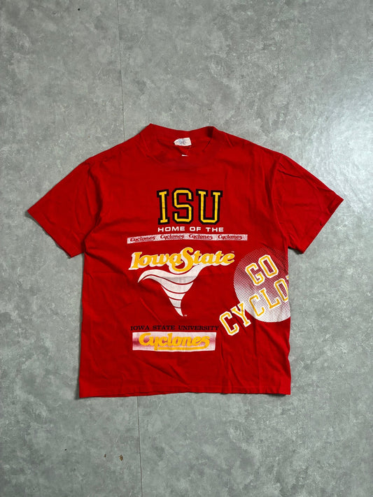 90s Vintage Iowa State Cyclones Wrap Around Red T-Shirt -L - L | Martin City Vintage