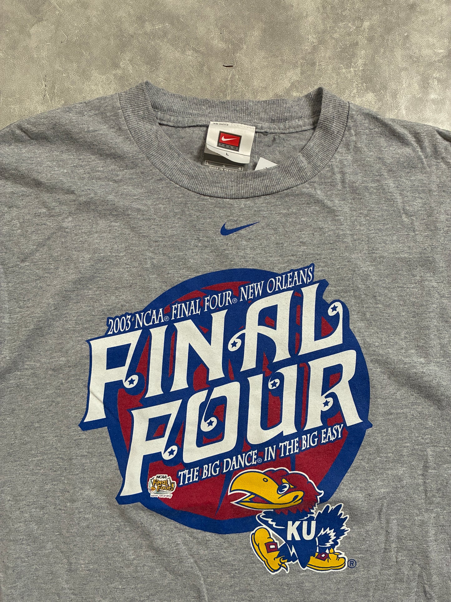 2000s Vintage Kansas Jayhawks Nike Final Four Grey T-Shirt -L