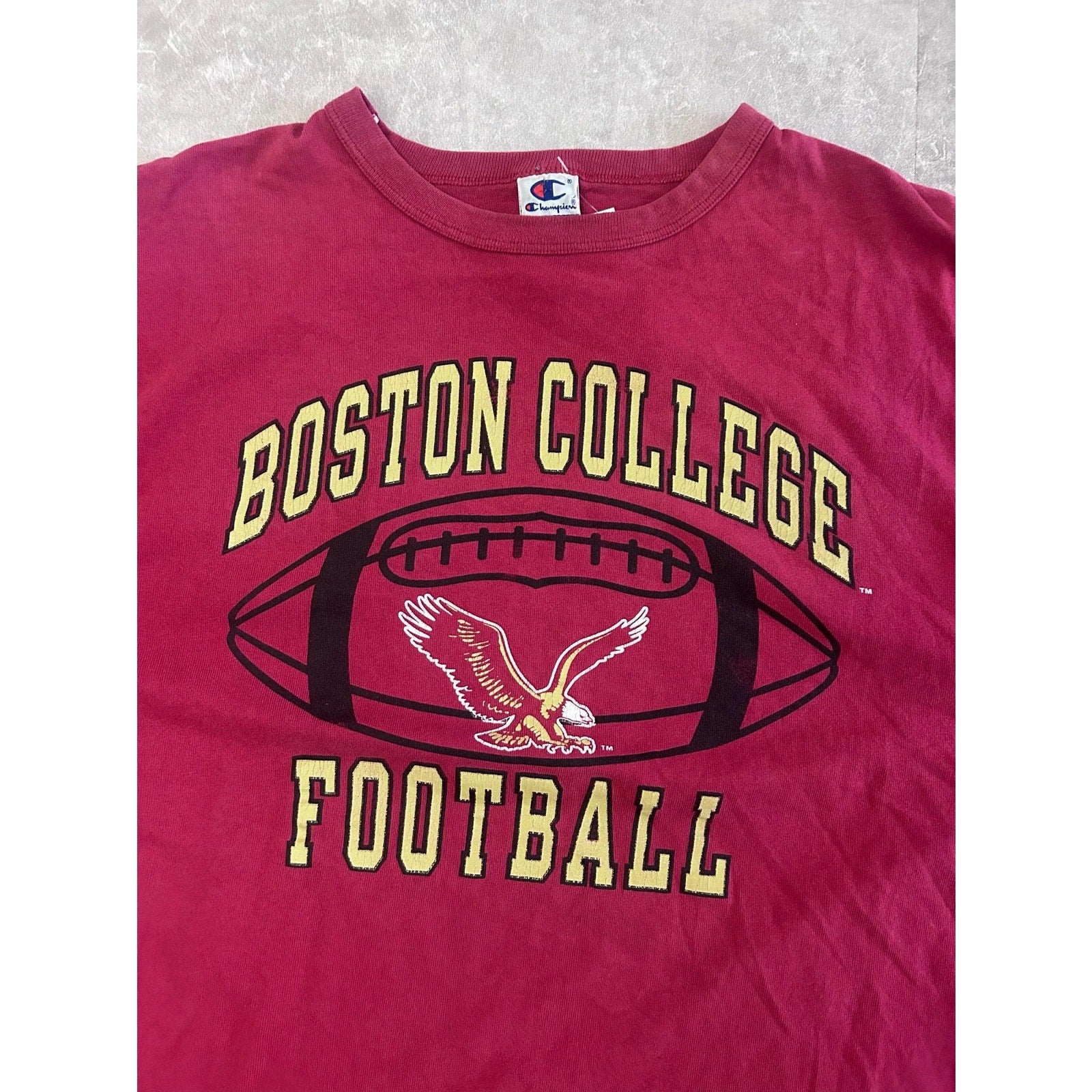 90s Vintage Boston College Football Champion Maroon Red T Shirt Size XXL - | Martin City Vintage