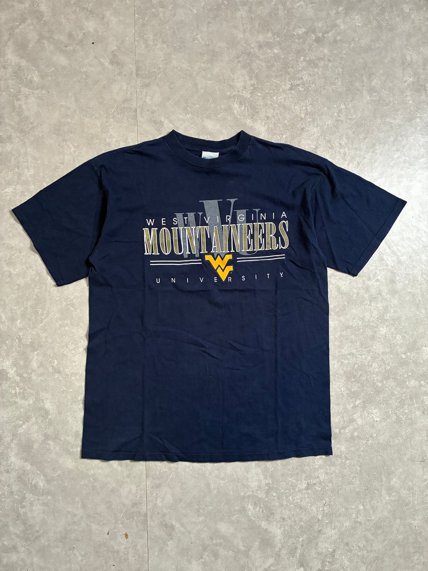 90s Vintage West Virginia Mountaineers Navy T-Shirt -XL