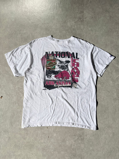 1994 Vintage Arkansas Razorbacks Basketball Final Four White T-Shirt -XL