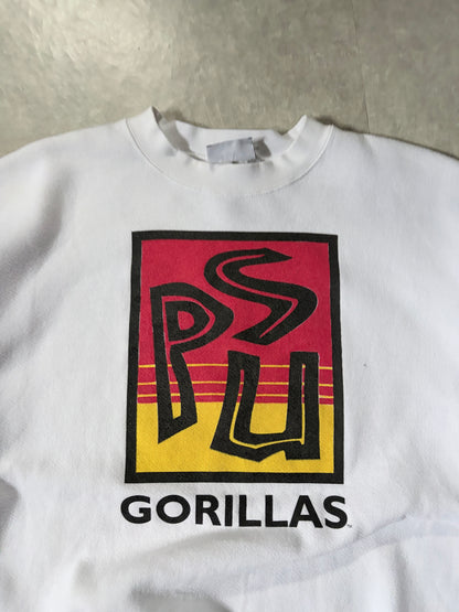 90s Vintage Pittsburgh State Gorillas White Crewneck -XXL