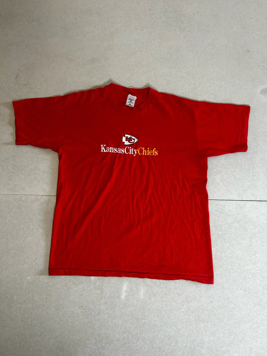 90s Vintage Kansas City Chiefs Embroidered Red T Shirt Size XL - | Martin City Vintage