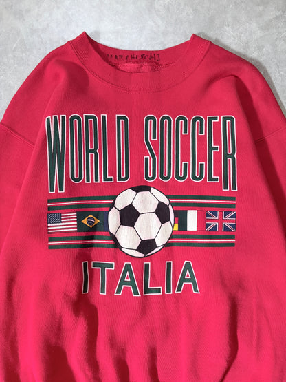 90s Vintage FIFA World Cup Italy Red Crewneck -M