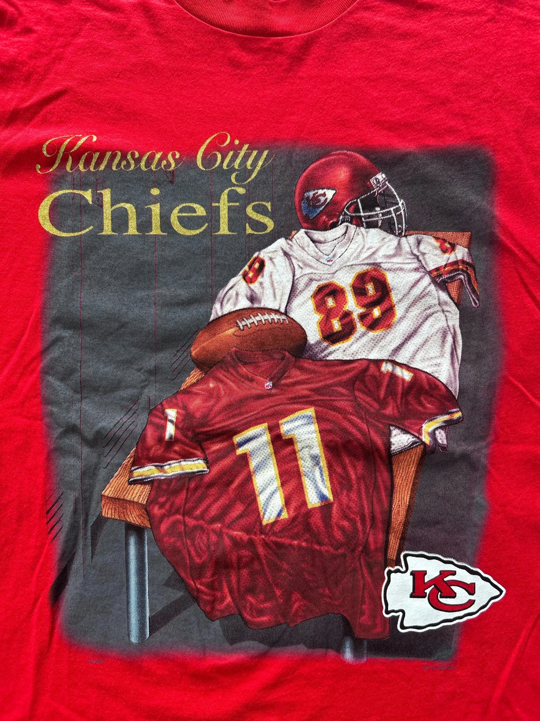 90s Vintage Kansas City Chiefs Deadstock Locker Room T Shirt Size L - | Martin City Vintage