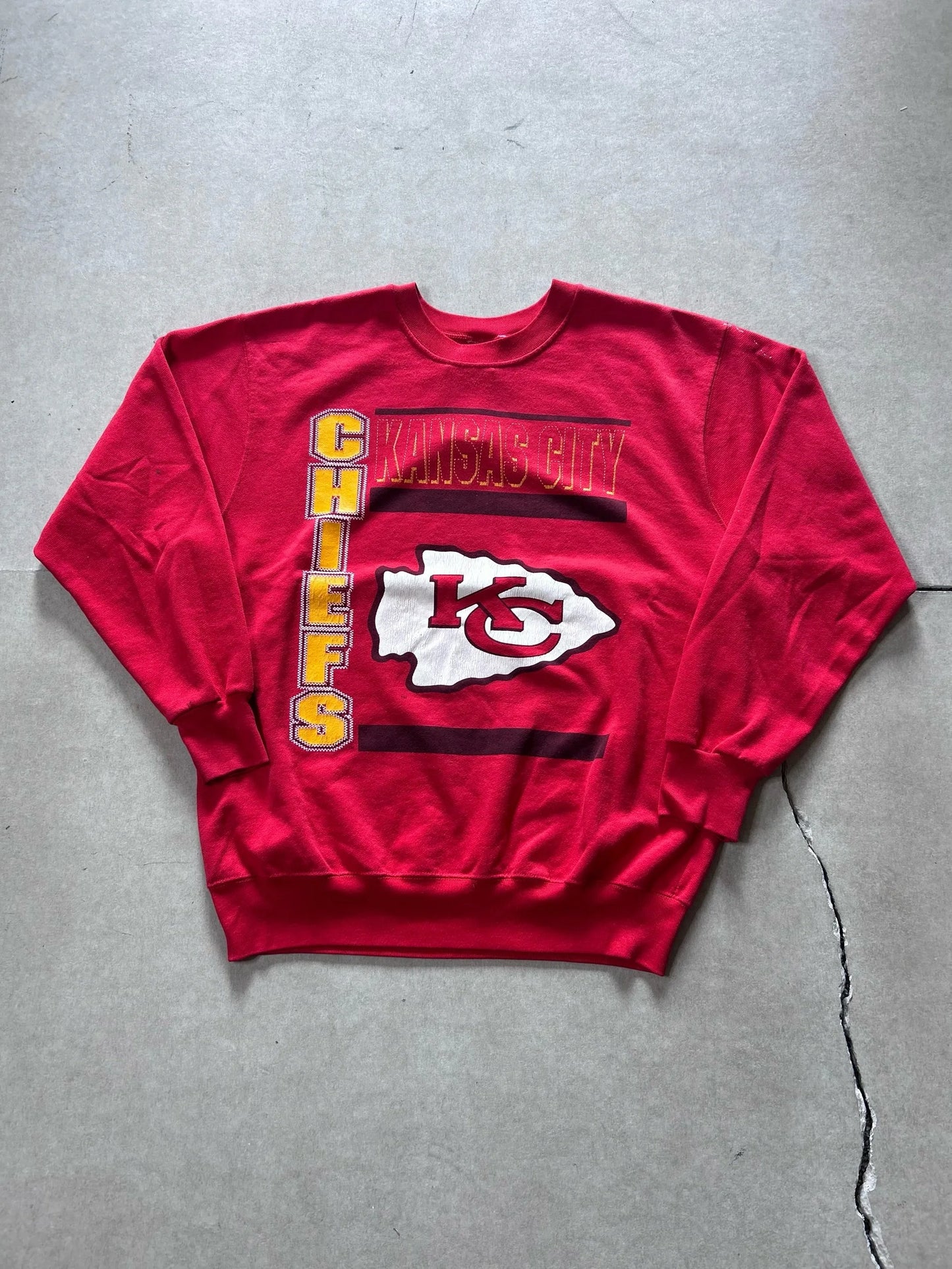 90s Vintage Kansas City Chiefs Red Crewneck Size L - | Martin City Vintage