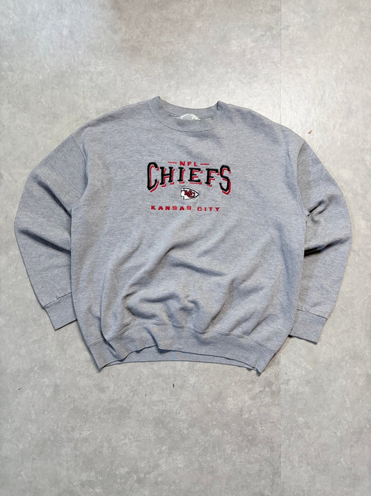 90s Vintage Kansas City Chiefs Embroidered Grey Crewneck -XL - XL | Martin City Vintage