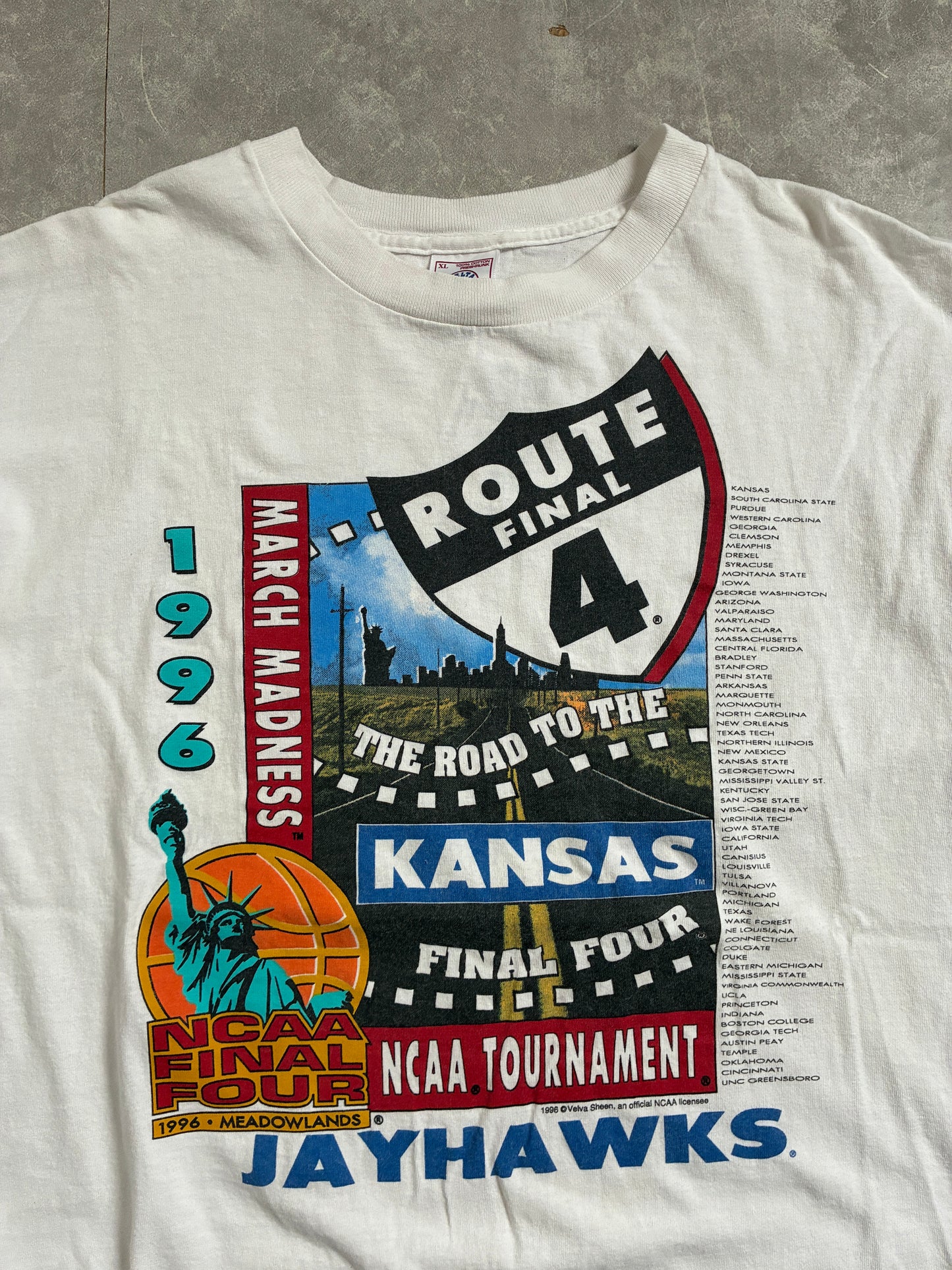 1996 Vintage Kansas Jayhawks Final Four White T-Shirt -XL