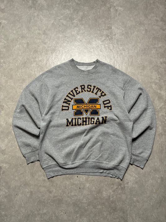 90s Vintage Michigan Wolverines Grey Crewneck -XXL - XXL | Martin City Vintage