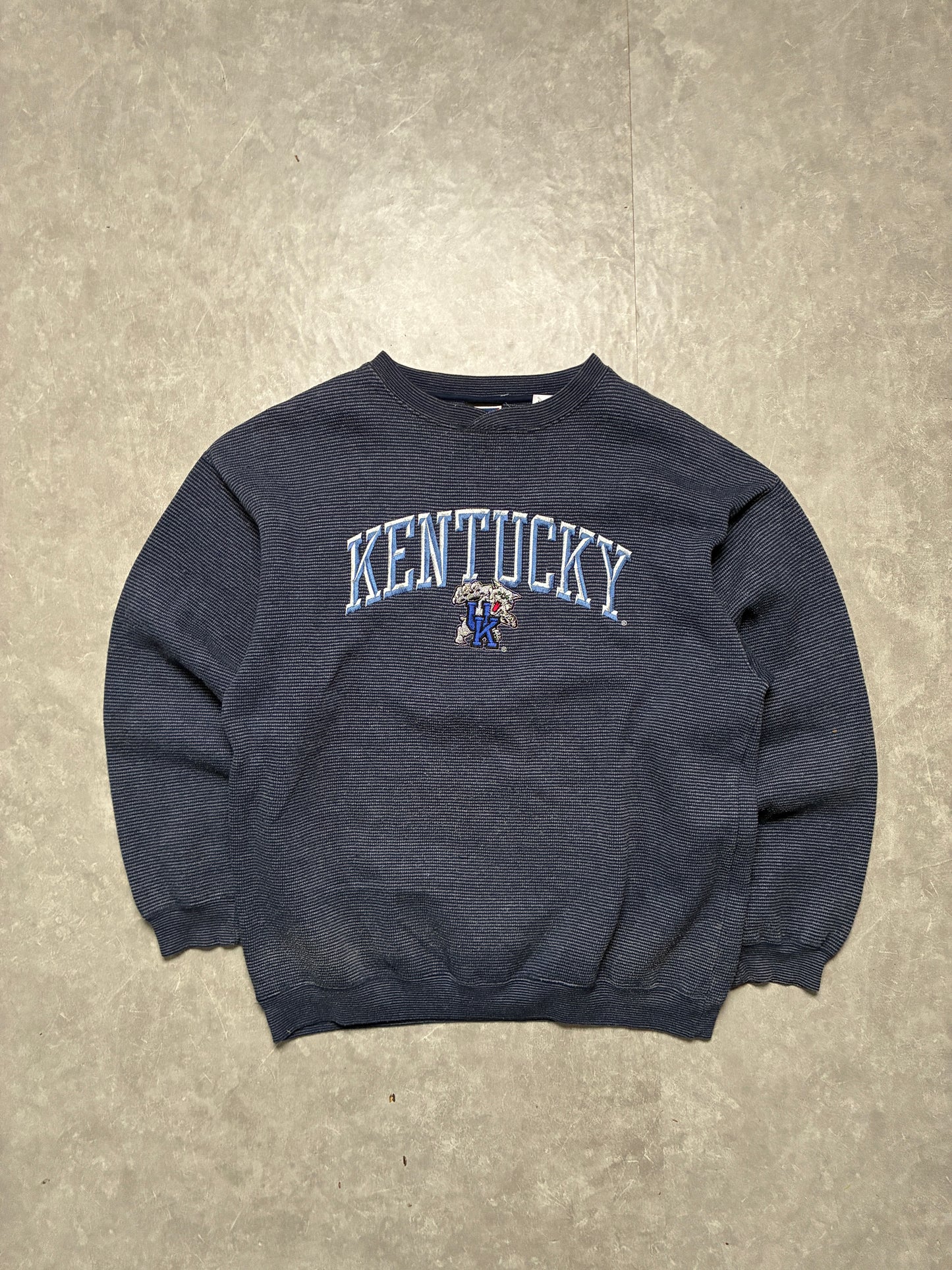 90s Vintage Kentucky Wildcats Embroidered Pro Player Navy Crewneck -L
