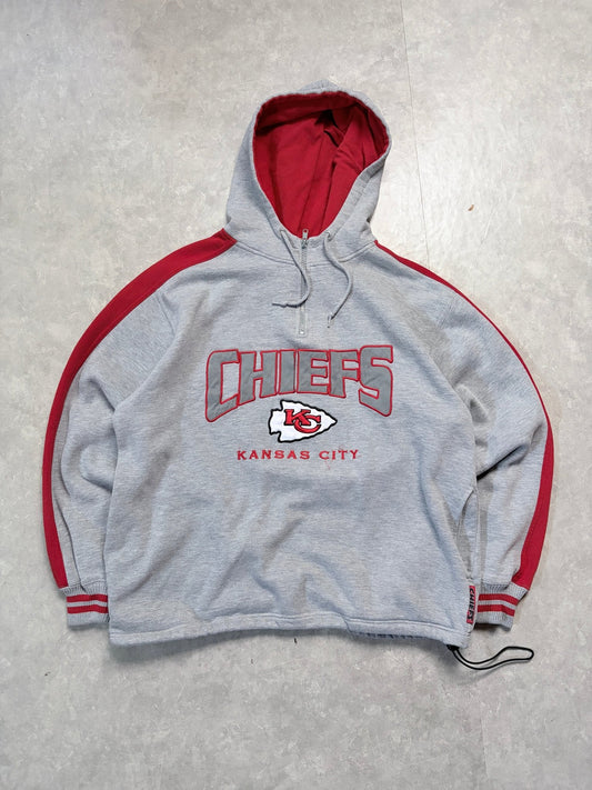 90s Vintage Kansas City Chiefs Embroidered Grey Hoodie -L - L | Martin City Vintage