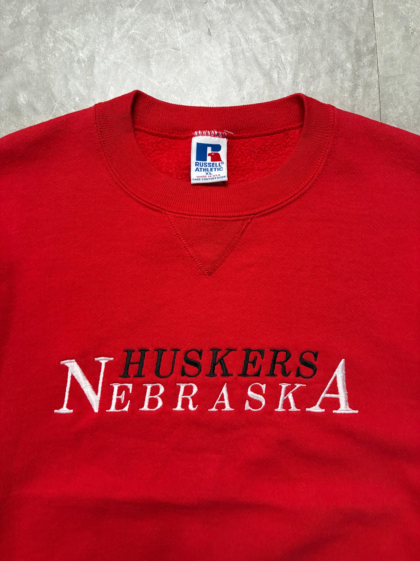 90s Vintage Nebraska Cornhuskers Embroidered Red Crewneck -XL