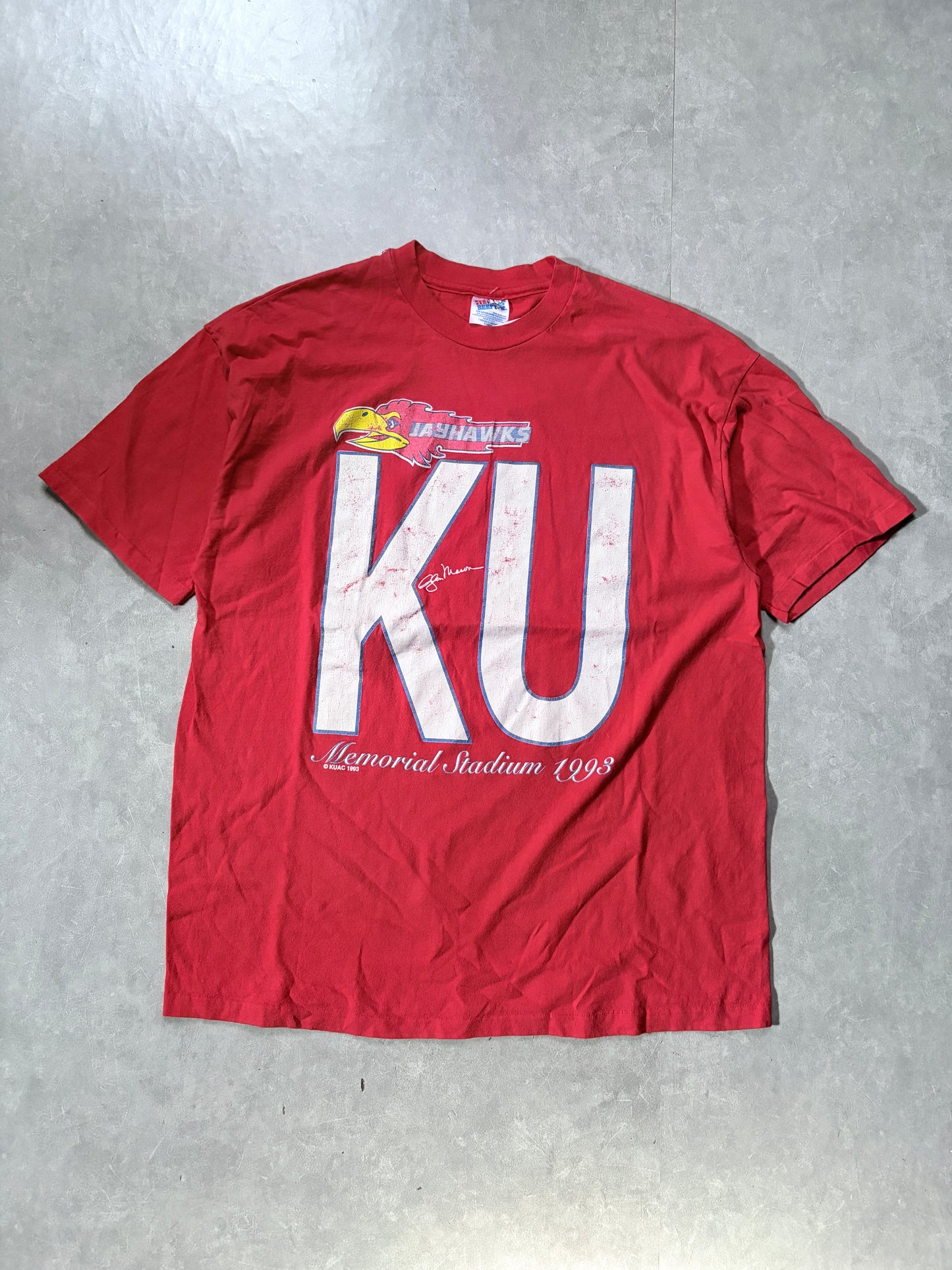90s Vintage Kansas Jayhawks Red T-Shirt -XL